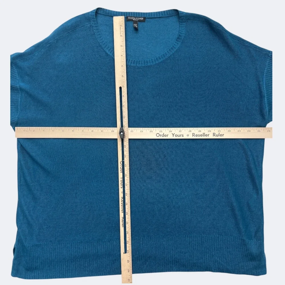 Eileen Fisher Woman Sweater Womens 1X Blue Tencel‎ Merino Oversized Tunic Knit